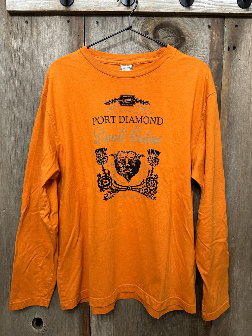 Y2K Old Navy Graphic Long Sleeve T-Shirt in Orange Size Large Men’s